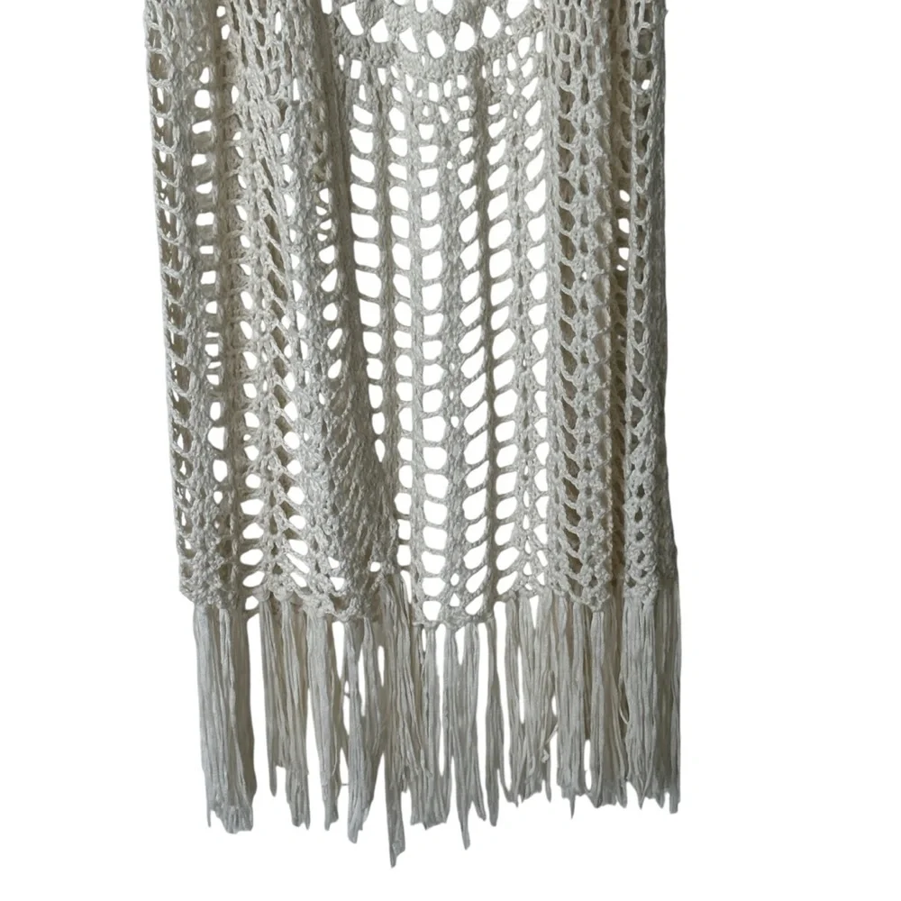 Umgee Crochet Fringe Ivory cardigan sweater size L - Picture 8 of 11